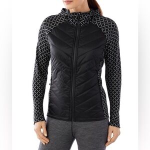 Smartwool Black Quilted Front Hoodie with Patterned Sleeves